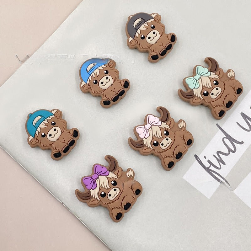 Wholesale 10pcs Cartoon Animal Cow Silicone Beads